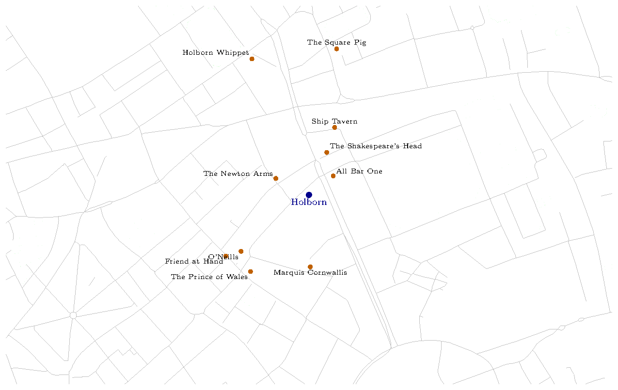 k-NN pub search result map