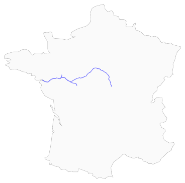 Loire main channels: 155 reaches from a flat query on stream order